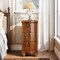 Dark Brown Wood Rectangular Side Table with 3 Drawers and Storage